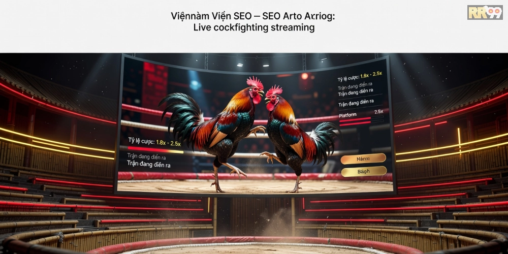 Minh họa khái niệm trực tiếp đá gà trên nền tảng 69vn với giao diện hiện đại